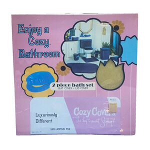 Vintage Retro 60’s Toilet Seat & Lid Cover Light Gold NEW Old Stock Sealed Set